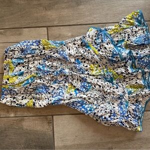 Poupette St. Barth Strapless Dress - Blue and Yellow